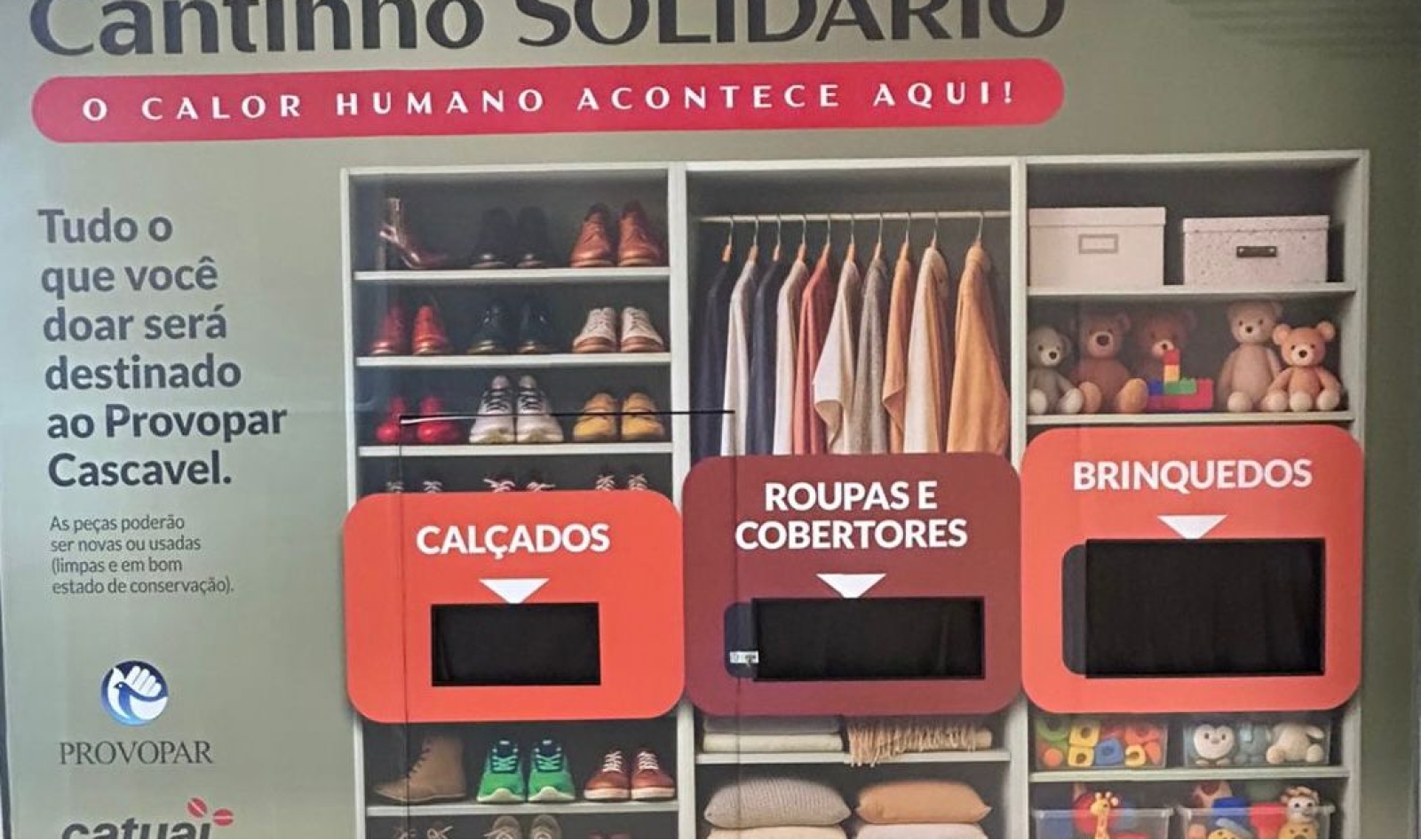 Cantinho Solidário do Catuaí Shopping Cascavel arrecada mais de 2 mil peças