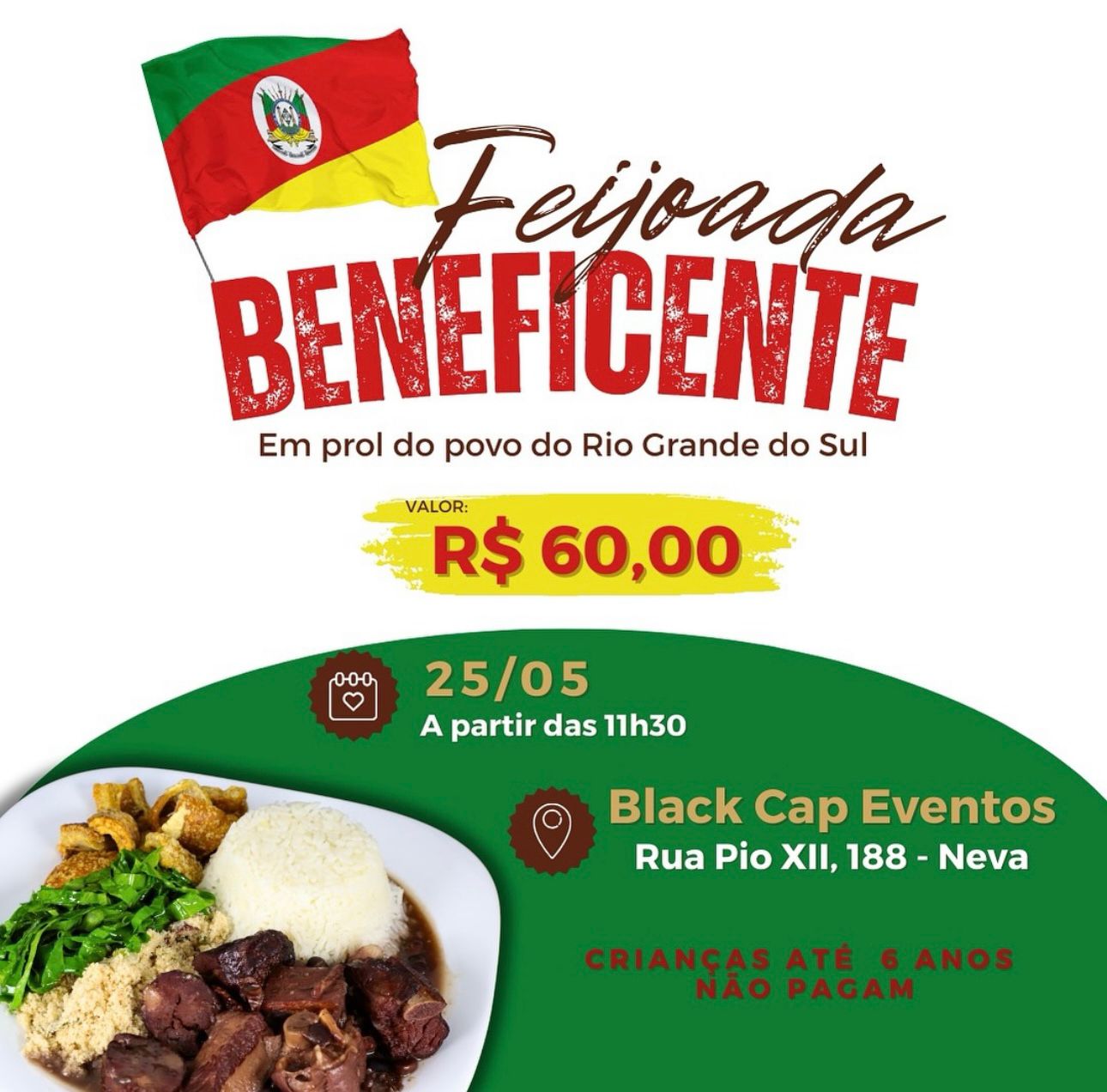 Feijoada beneficente: Solidariedade às vítimas das enchentes no RS